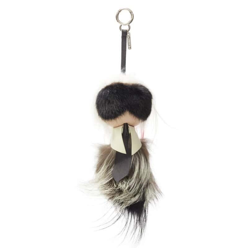 Fendi Karlito Bag Charm MultiColor Fur Never worn - Inside View
