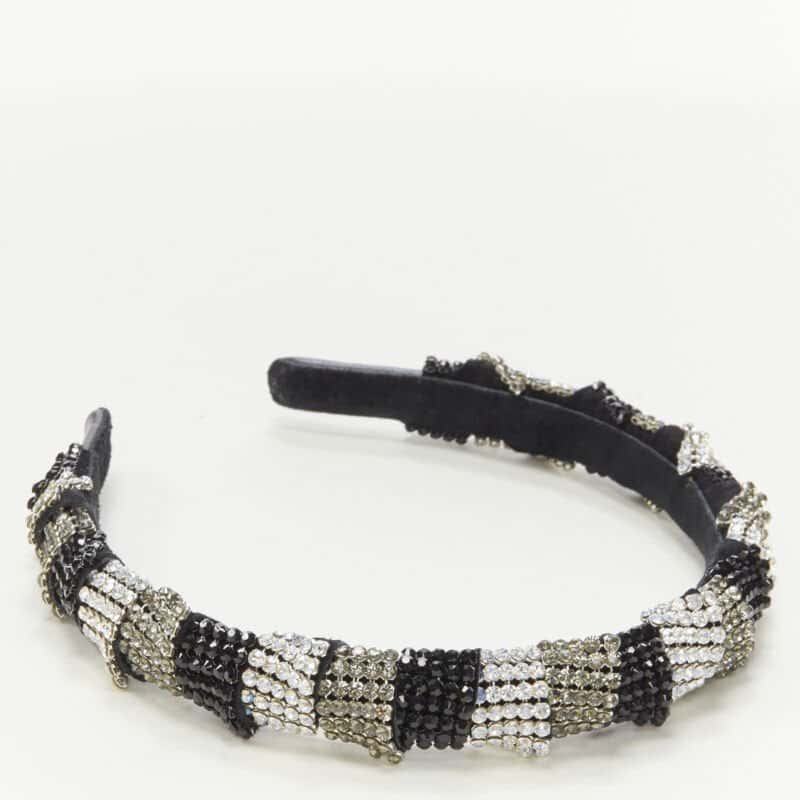 متعددة Crystal Black Headband Black Suede Never worn - Back View