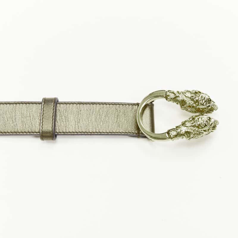 Gucci Hammered Buckle Leather Belt Gold Leather Very good condition - Inside View