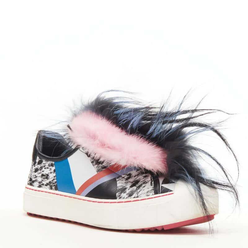 Fendi Pink Mohawk Sneakers MultiColor Leather Very good condition - Inside View