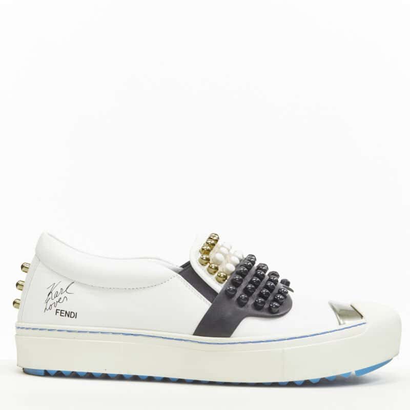 Fendi Karlito Skate Sneakers White Leather Very good condition - Back View