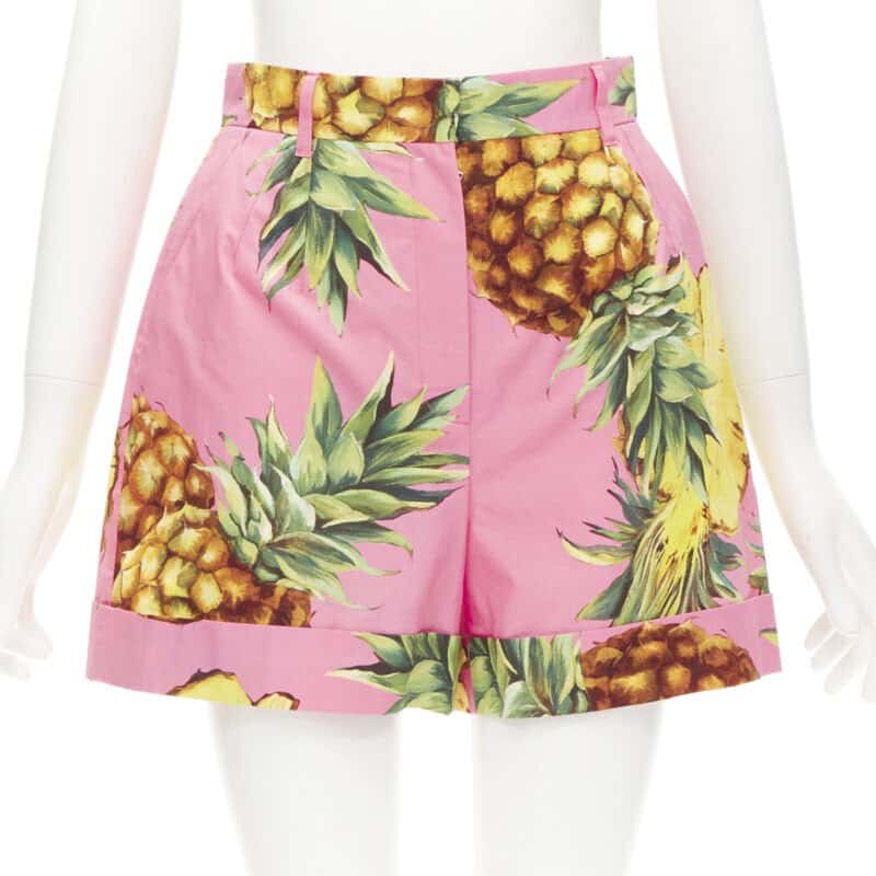 Dolce & Gabbana Pineapple Print Shorts Pink Cotton Very good condition - Front View