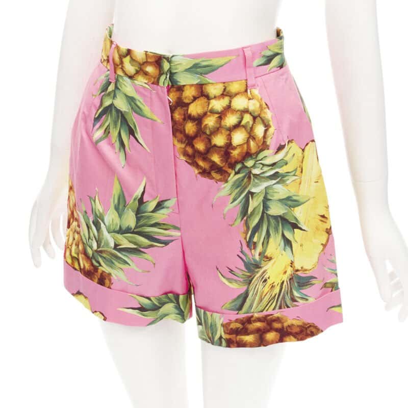 Dolce & Gabbana Pineapple Print Shorts Pink Cotton Very good condition - Back View