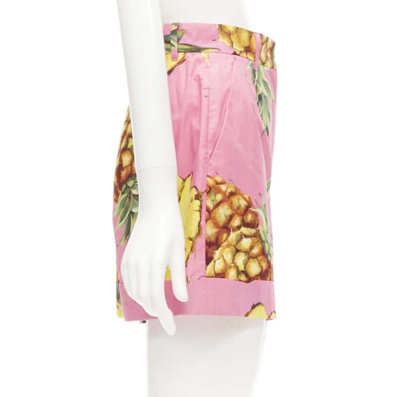 Dolce & Gabbana Pineapple Print Shorts Pink Cotton Very good condition - Model View