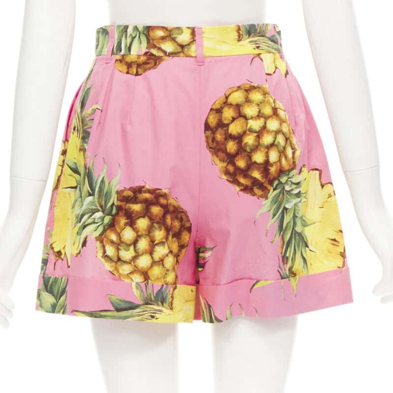 Dolce & Gabbana Pineapple Print Shorts Pink Cotton Very good condition - Box View
