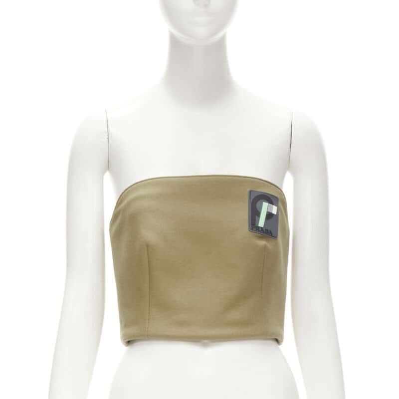 Prada Rubber Badge Bustier Brown Wool Never worn - Front View