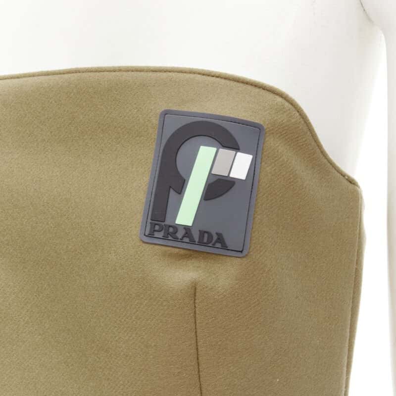 Prada Rubber Badge Bustier Brown Wool Never worn - Back View