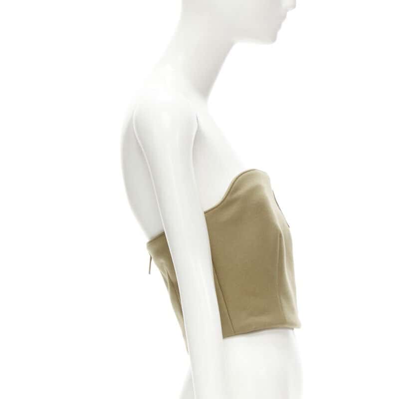 Prada Rubber Badge Bustier Brown Wool Never worn - Model View