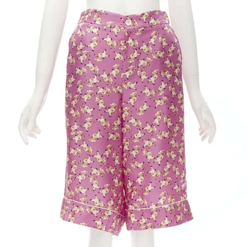 Gucci Piggy Pajama Shorts Pink Silk Never worn, with tag - Front View