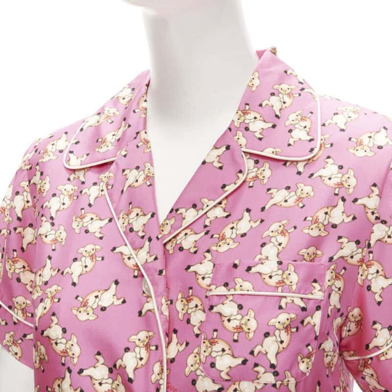 Gucci Piggy Pajama Shirt Pink Silk Never worn, with tag - Back View