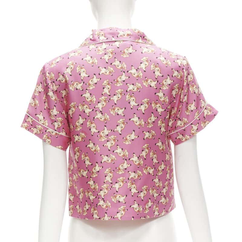 Gucci Piggy Pajama Shirt Pink Silk Never worn, with tag - Box View