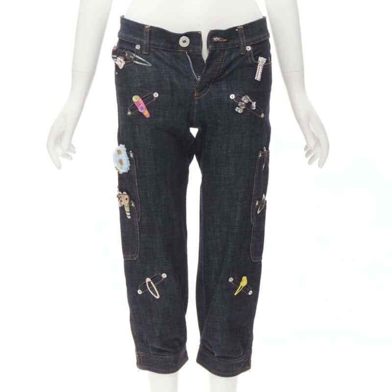 Moschino Denim Embroidered Jeans Blue Very good condition - Front View