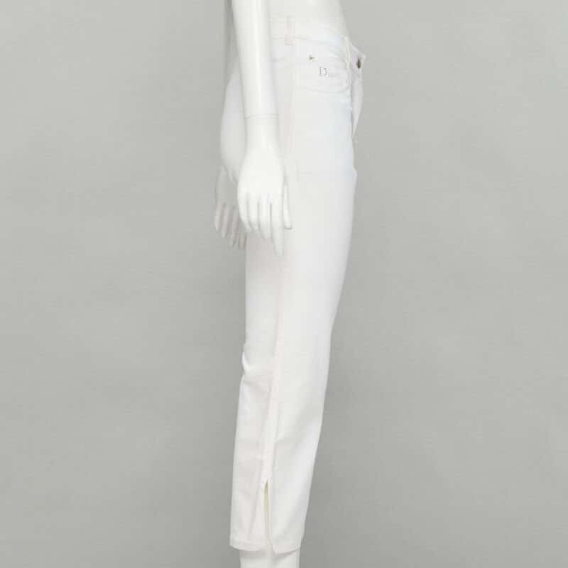 Christian Dior Crystal Cropped Jeans White Cotton Very good condition - Model View