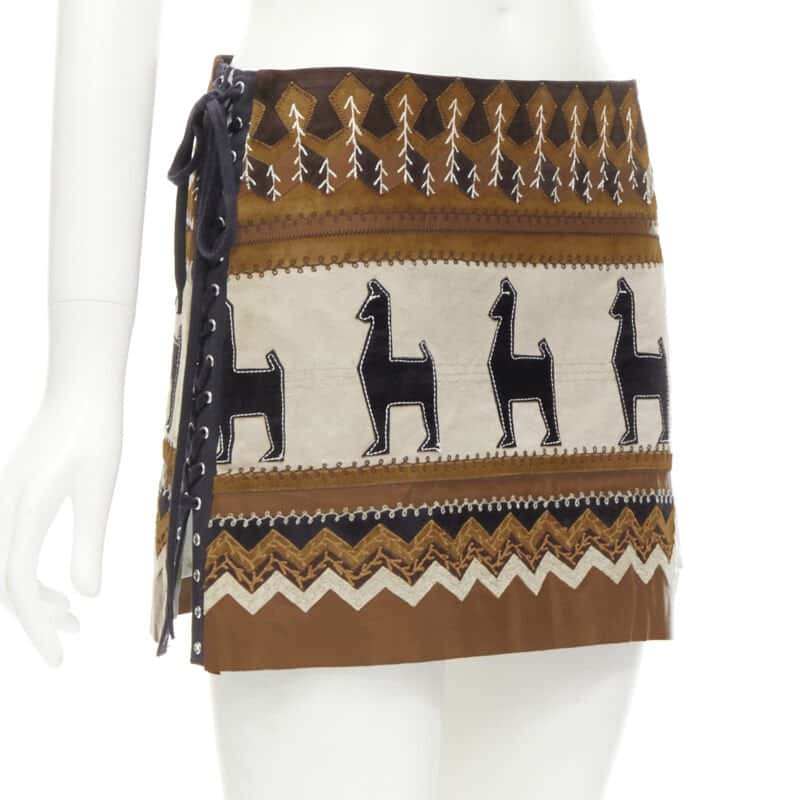 D&g Aztec Suede Skirt Brown Suede Very good condition - Front View