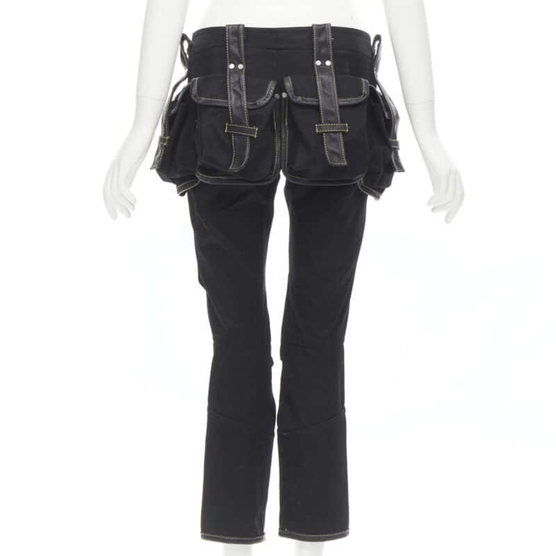 Dsquared2 Yellow Stitch Cargo Pants Black Cotton Very good condition - Front View