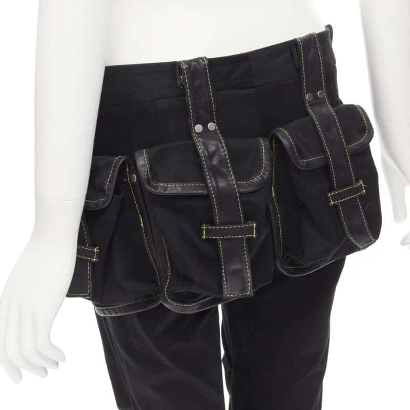 Dsquared2 Yellow Stitch Cargo Pants Black Cotton Very good condition - Back View