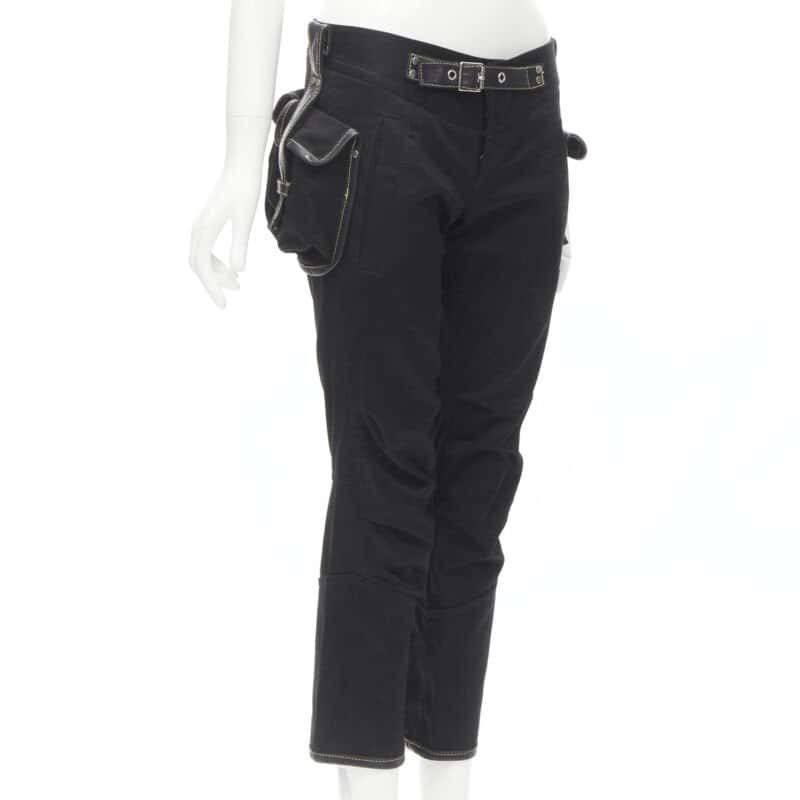 Dsquared2 Yellow Stitch Cargo Pants Black Cotton Very good condition - Model View