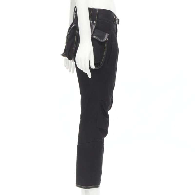 Dsquared2 Yellow Stitch Cargo Pants Black Cotton Very good condition - Box View