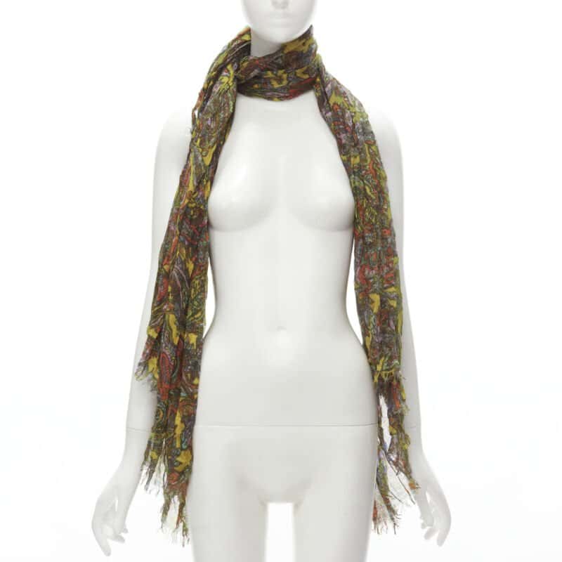 Louis Vuitton Paisley Scarf Yellow Cashmere Never worn - Front View
