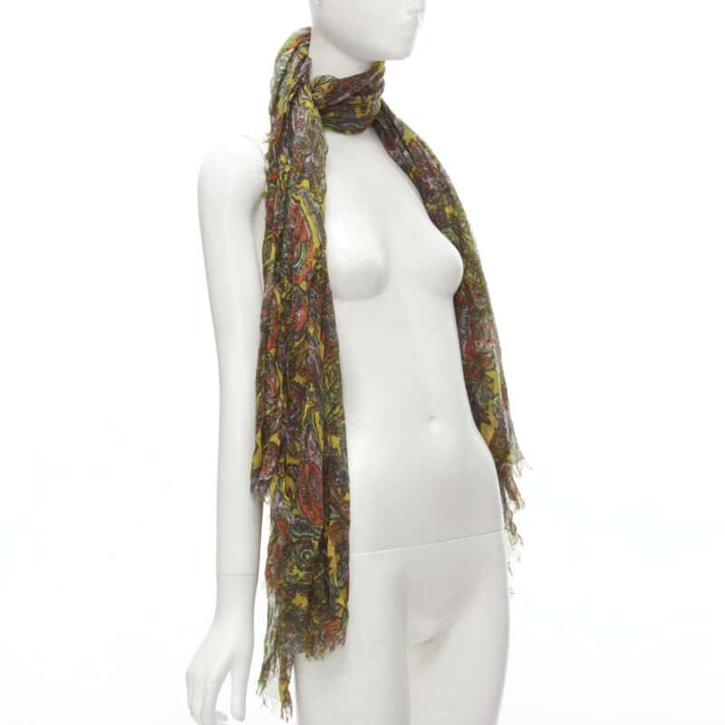 Louis Vuitton Paisley Scarf Yellow Cashmere Never worn - Back View