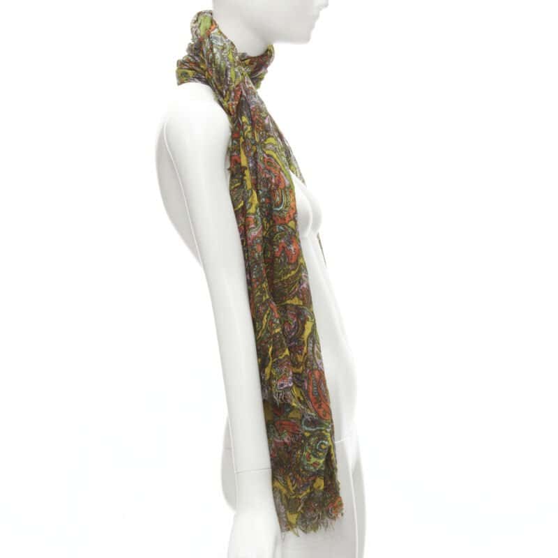 Louis Vuitton Paisley Scarf Yellow Cashmere Never worn - Inside View