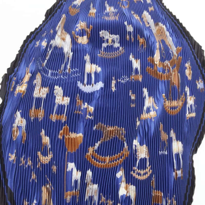 Hermès Rocking Horse Scarf Blue Silk Never worn - Back View