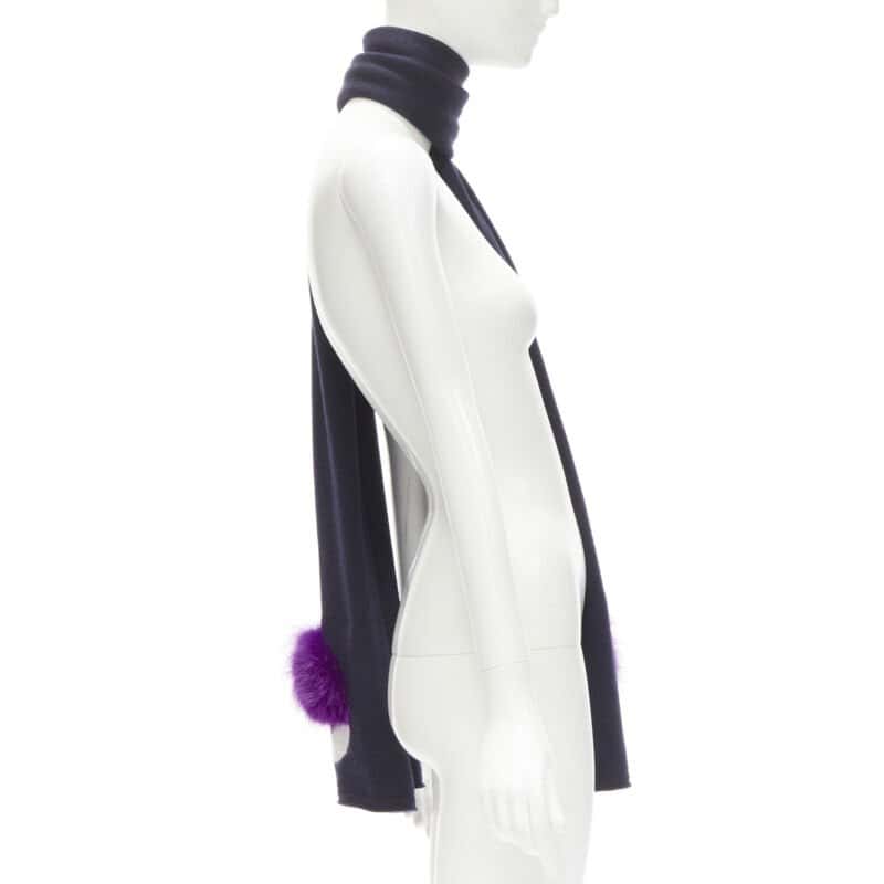 Fendi Monster Eyes Scarf Navy Wool Never worn - Model View