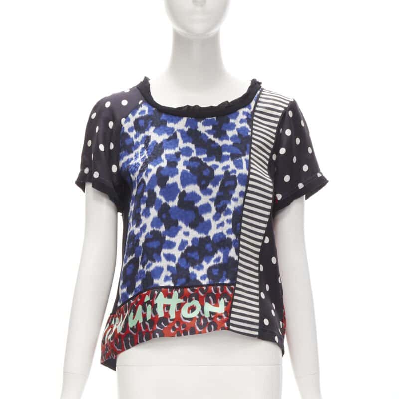 Louis Vuitton Graffiti Leopard Tee Black Silk Very good condition - Front View