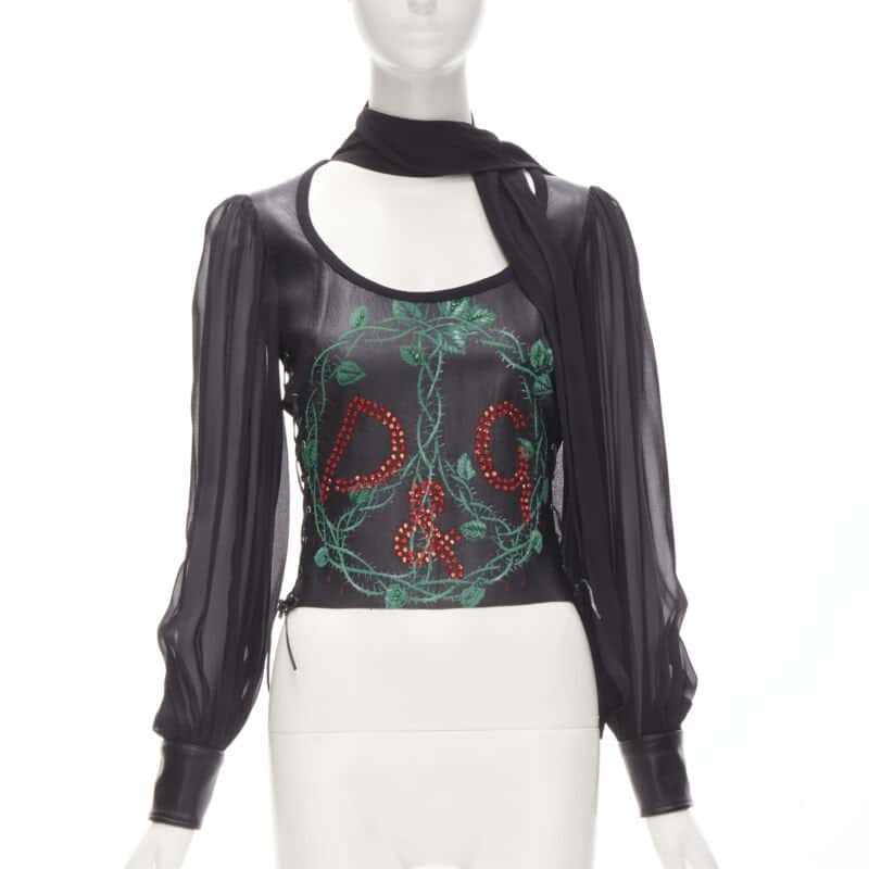 D&g Scaled Leather Blouse Black Leather Very good condition - Front View