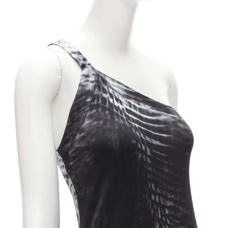Gucci One Shoulder Dress Grey Viscose Never worn - Back View