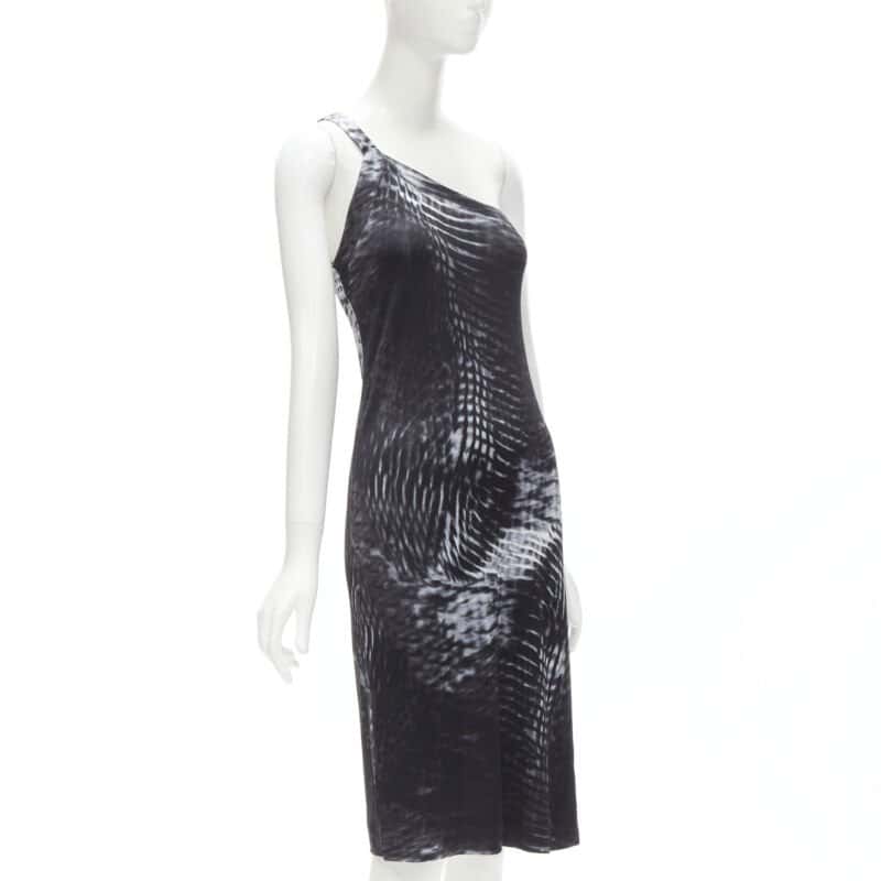 Gucci One Shoulder Dress Grey Viscose Never worn - Inside View