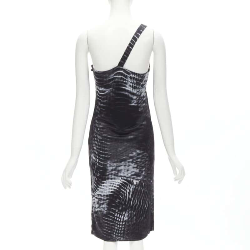 Gucci One Shoulder Dress Grey Viscose Never worn - Box View