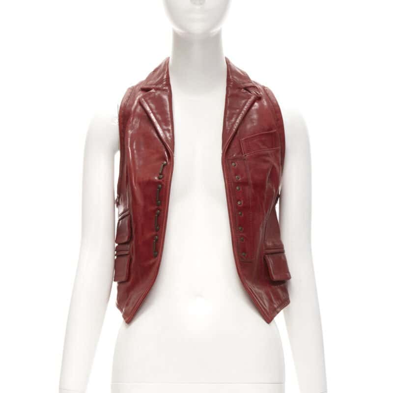 Dsquared2 Cropped Hook Vest Red Leather Very good condition - Inside View
