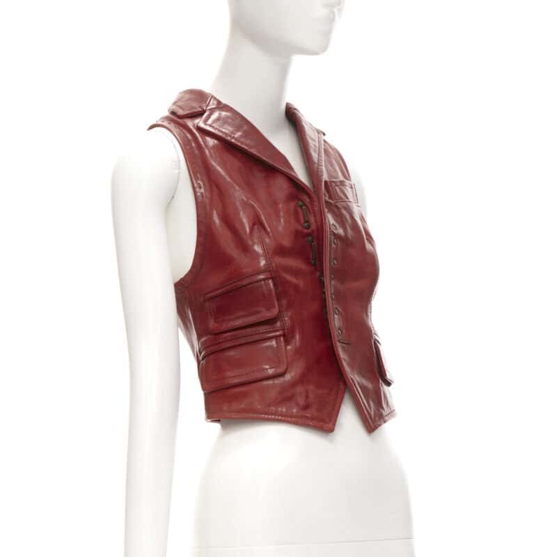 Dsquared2 Cropped Hook Vest Red Leather Very good condition - Model View