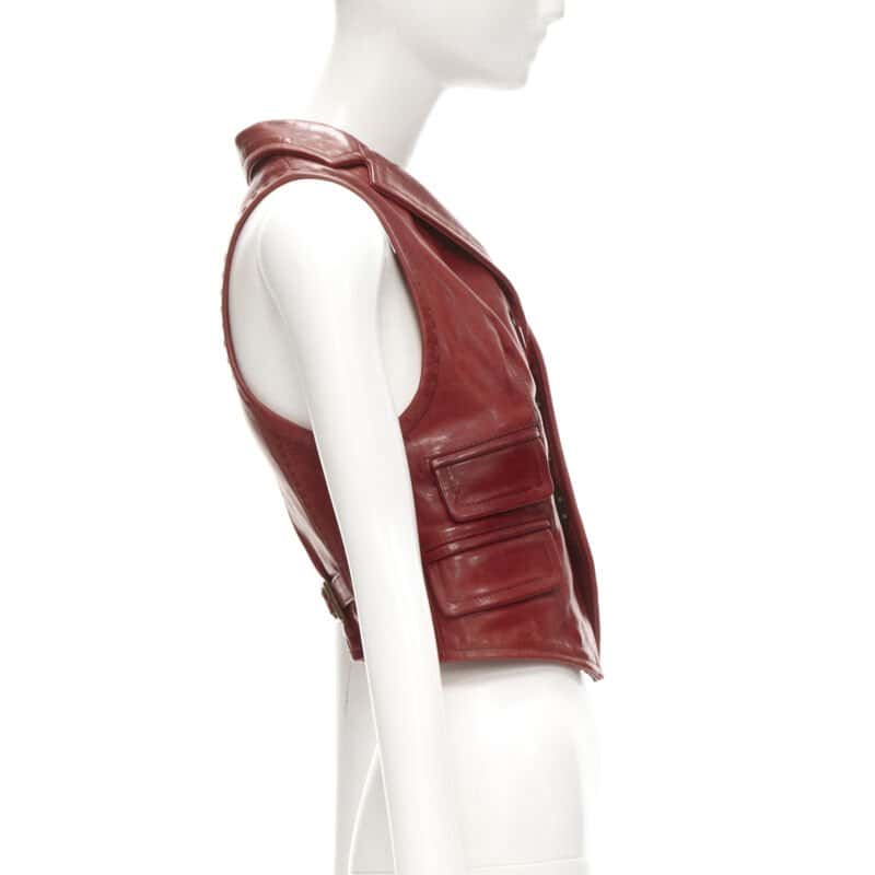 Dsquared2 Cropped Hook Vest Red Leather Very good condition - Box View