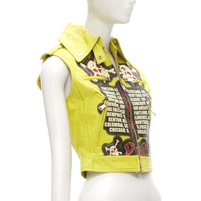 D&g Modern Beauty Biker Yellow Leather Never worn, with tag - Model View