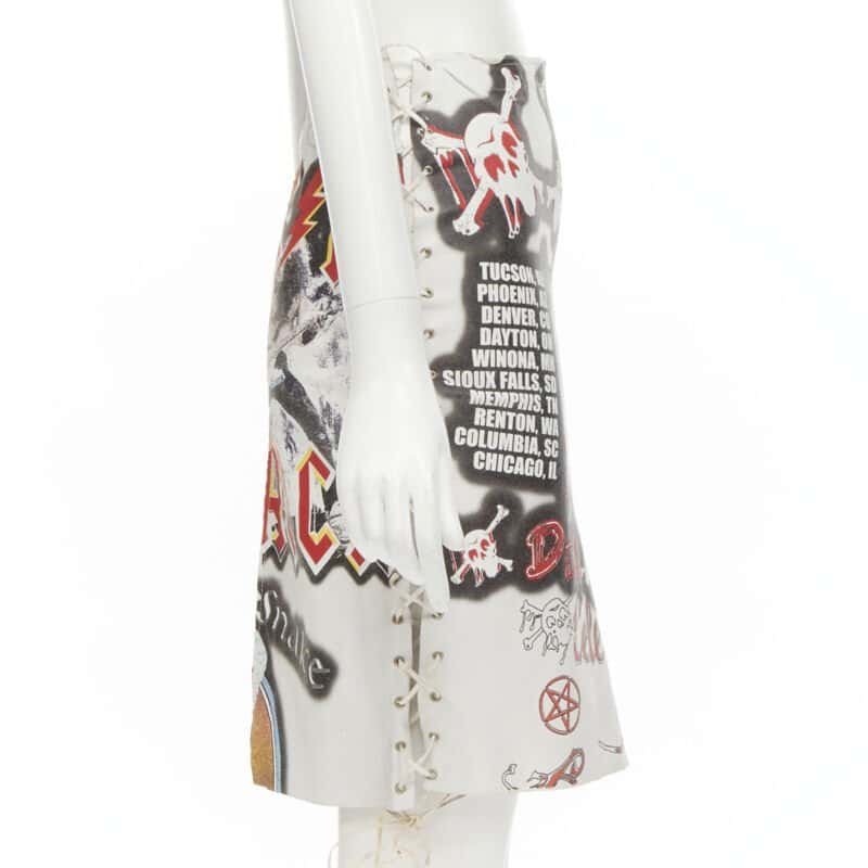 D&g Lace Up Skirt White Leather Very good condition - Model View