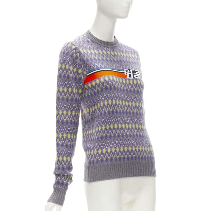 Prada Argyle Knit Sweater Purple Wool Very good condition - Inside View