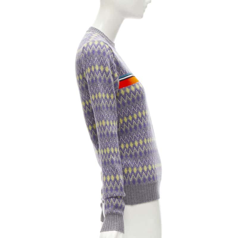 Prada Argyle Knit Sweater Purple Wool Very good condition - Model View