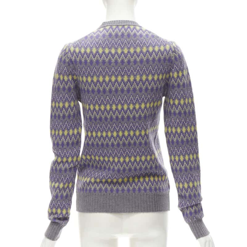 Prada Argyle Knit Sweater Purple Wool Very good condition - Box View