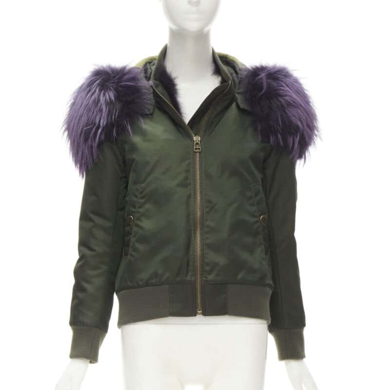 Mr & Mrs Italy Green Purple Lined Bomber Green Never worn - Front View