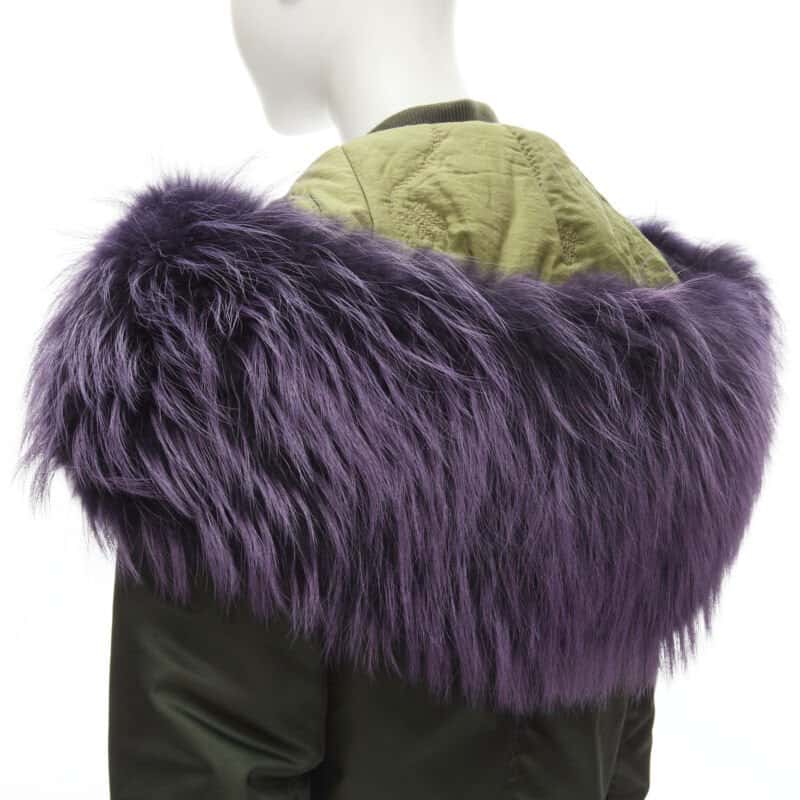 Mr & Mrs Italy Green Purple Lined Bomber Green Never worn - Back View