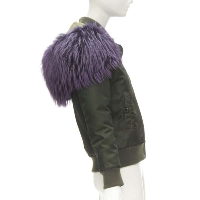 Mr & Mrs Italy Green Purple Lined Bomber Green Never worn - Box View