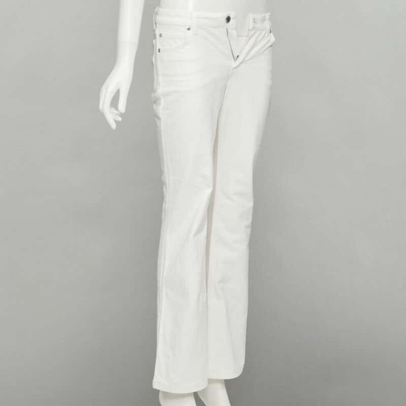 Louis Vuitton Blue Jacquard Boot Jeans White Never worn - Inside View