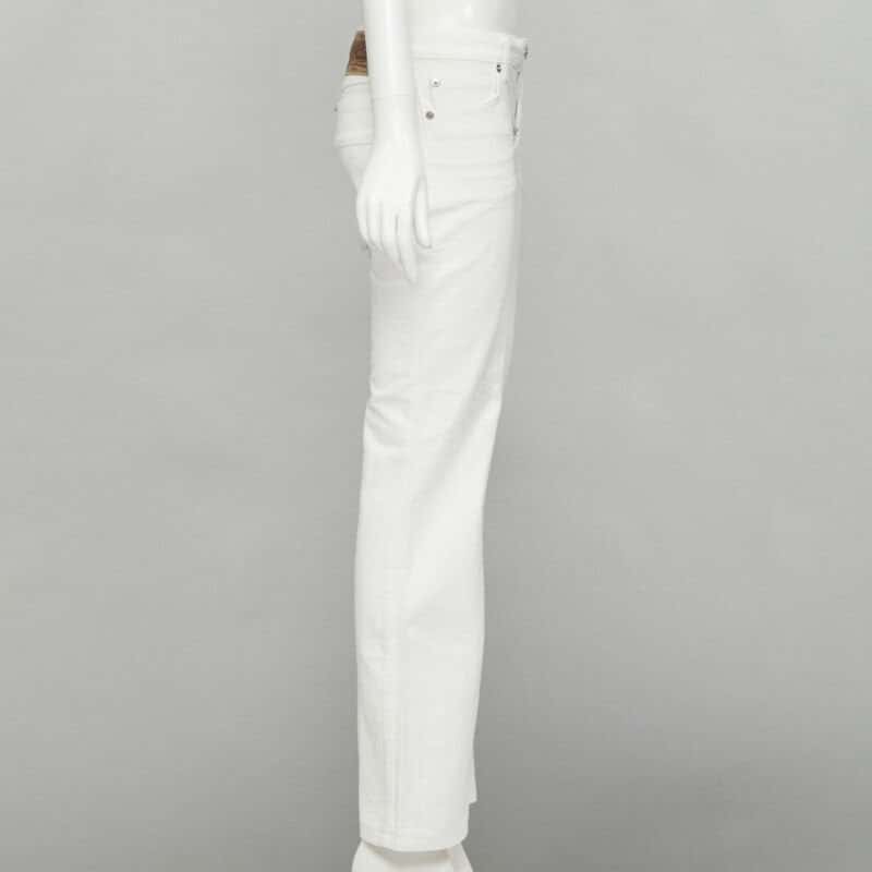 Louis Vuitton Blue Jacquard Boot Jeans White Never worn - Model View
