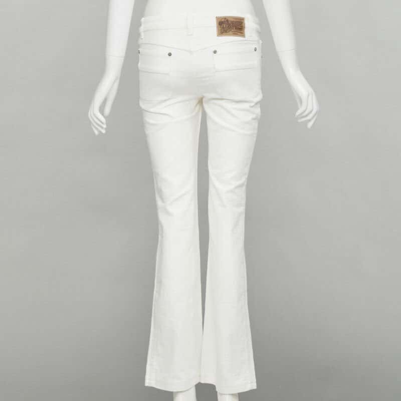 Louis Vuitton Blue Jacquard Boot Jeans White Never worn - Box View
