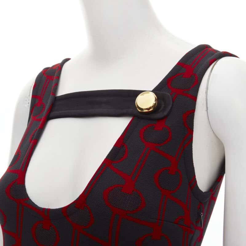 Prada Geometric Knit Bodysuit Red Polyester Very good condition - Back View