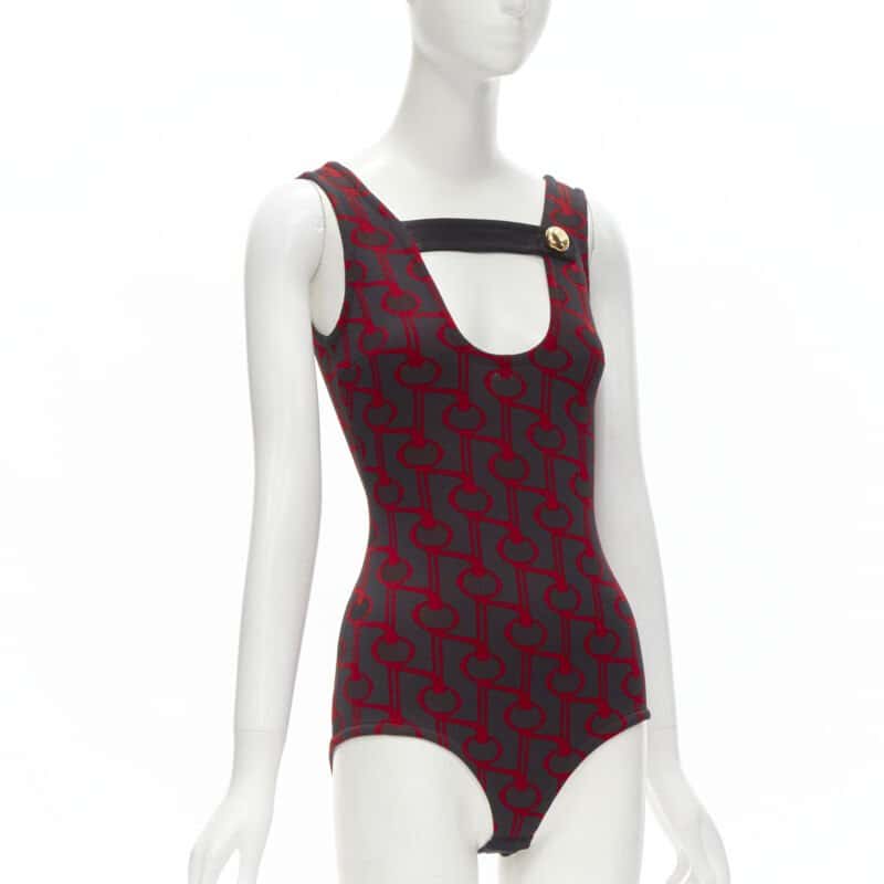 Prada Geometric Knit Bodysuit Red Polyester Very good condition - Inside View