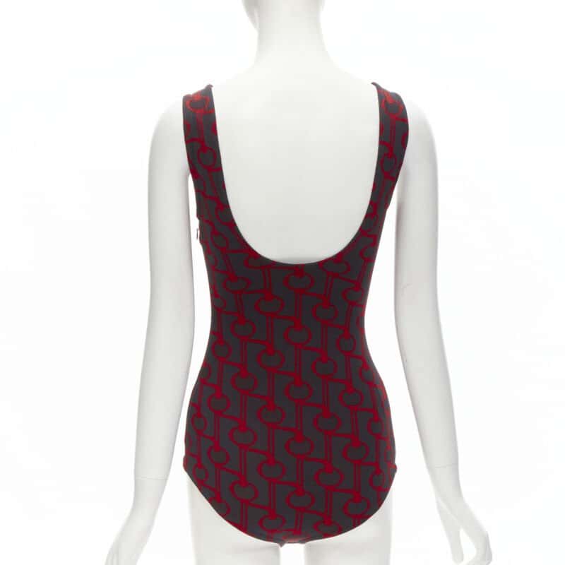 Prada Geometric Knit Bodysuit Red Polyester Very good condition - Box View