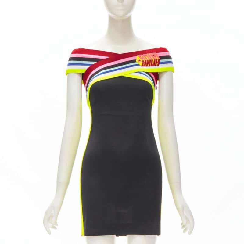 Fendi Cross Strap Dress Black Polyester Very good condition - Front View